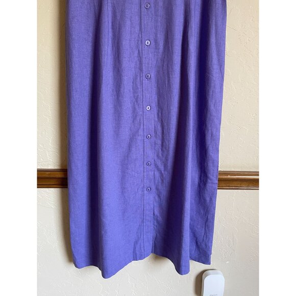 NWOT Serengeti Catalog Rayon Linen Blend Purple Button Front Shirt Dress Maxi Sh - Picture 6 of 9